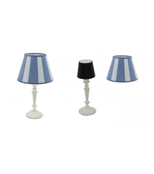 Royal Family – Weiße wiederaufladbare Lampe mit blau gestreiftem Lampenschirm - 