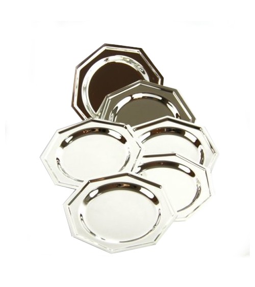 Piattino Pane / Sottobicchiere Ottagonale Argento Sheffield - Set 6pz - 