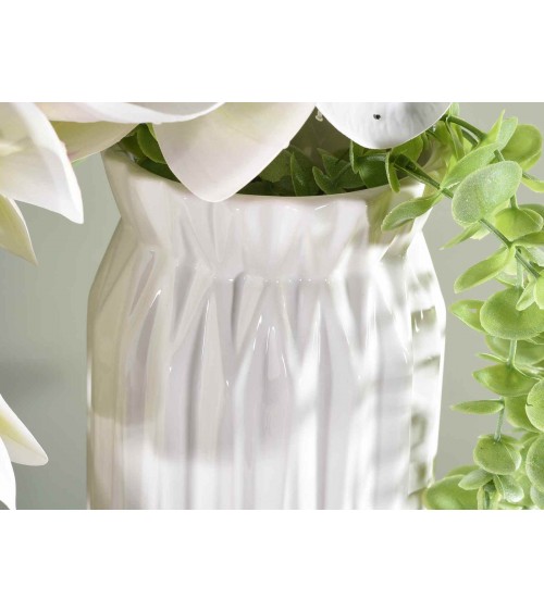 Set mit 3 Vasen aus strukturiertem weißem Porzellan - 
