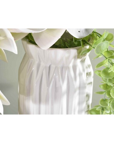 Ensemble de 3 vases en porcelaine blanche texturée - 