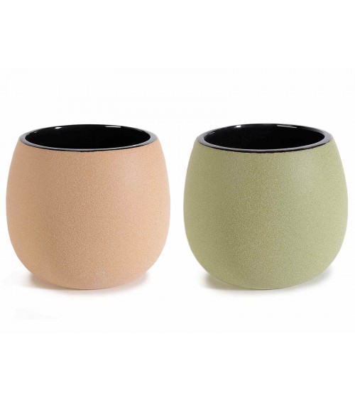 Set of 2 Colored Raw Porcelain Vases