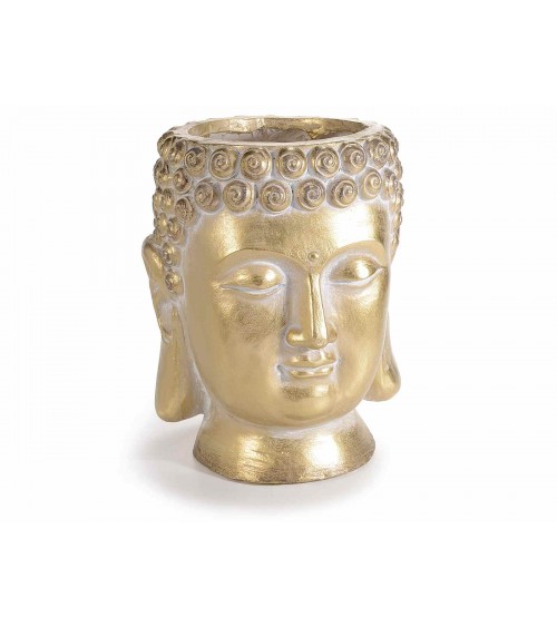 Vase en magnésie dorée Visage de Bouddha