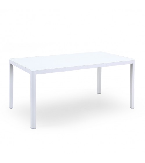 Table Basse en Aluminium Blanc et Verre Trempé
