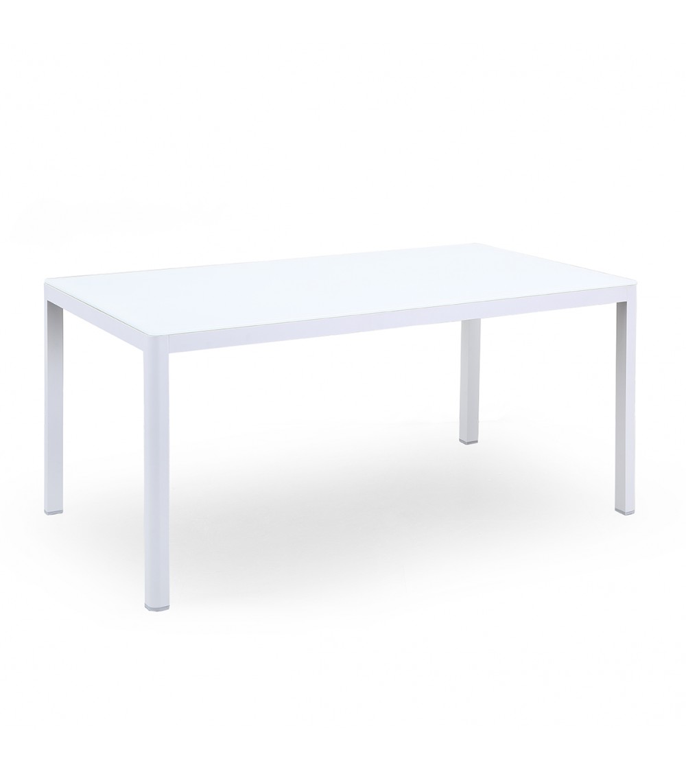 Tavolino in Alluminio Bianco e Vetro Temperato - 