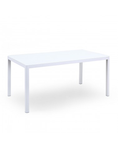 Table basse en aluminium blanc et verre trempé - 