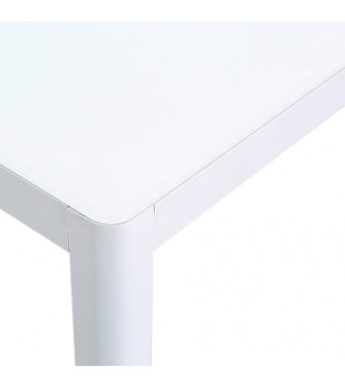 Tavolino in Alluminio Bianco e Vetro Temperato - 