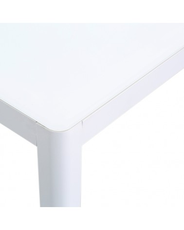 Table basse en aluminium blanc et verre trempé - 