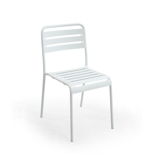 Brunelleschi - Lot de 4 chaises sans accoudoirs en acier blanc - 