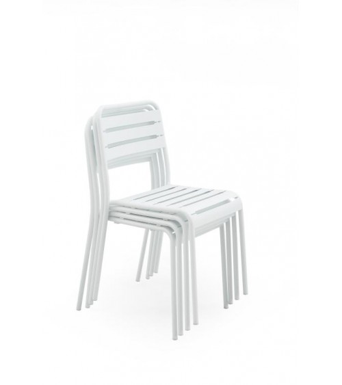 Brunelleschi – Set mit 4 Stühlen ohne Armlehne aus weißem Stahl - 