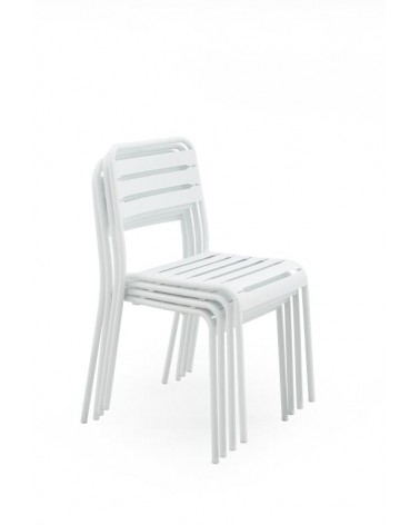 Brunelleschi – Set mit 4 Stühlen ohne Armlehne aus weißem Stahl - 