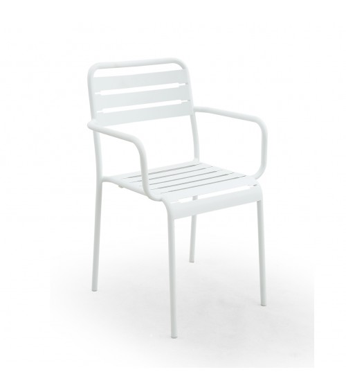 Brunelleschi - Set of 2 Chairs with Armrest in White Steel -  - 