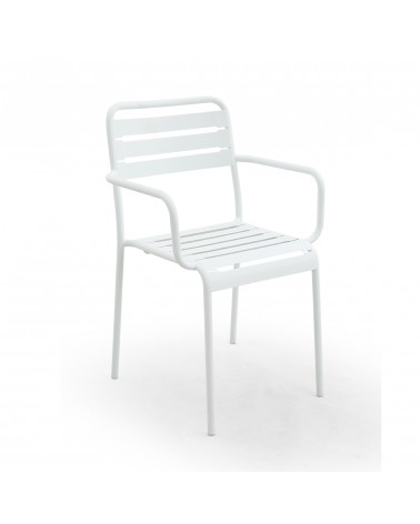 Brunelleschi – Set mit 2 Stühlen mit Armlehne aus weißem Stahl - 