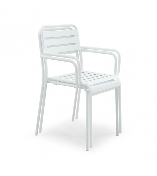 Brunelleschi – Set mit 2 Stühlen mit Armlehne aus weißem Stahl - 