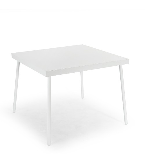 Giotto – Quadratischer Tisch aus weißem Stahl - 