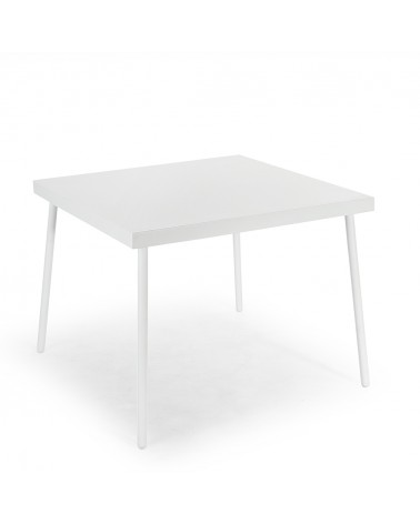 Giotto – Quadratischer Tisch aus weißem Stahl - 
