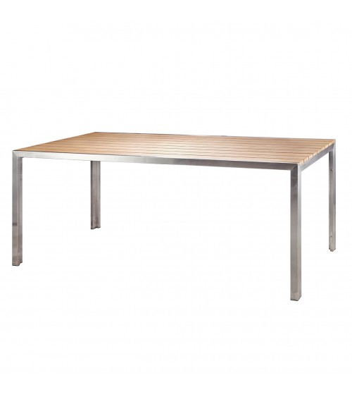 Donatello – Set aus Tisch und 6 Stühlen aus Stahl und Sumparholz - 