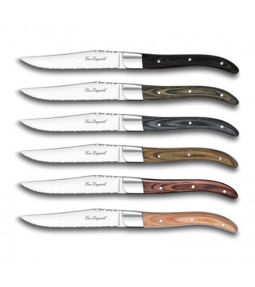 Amefa - Set of 6 Steel Knives and Royal Louis Bakedized Wood Handle
