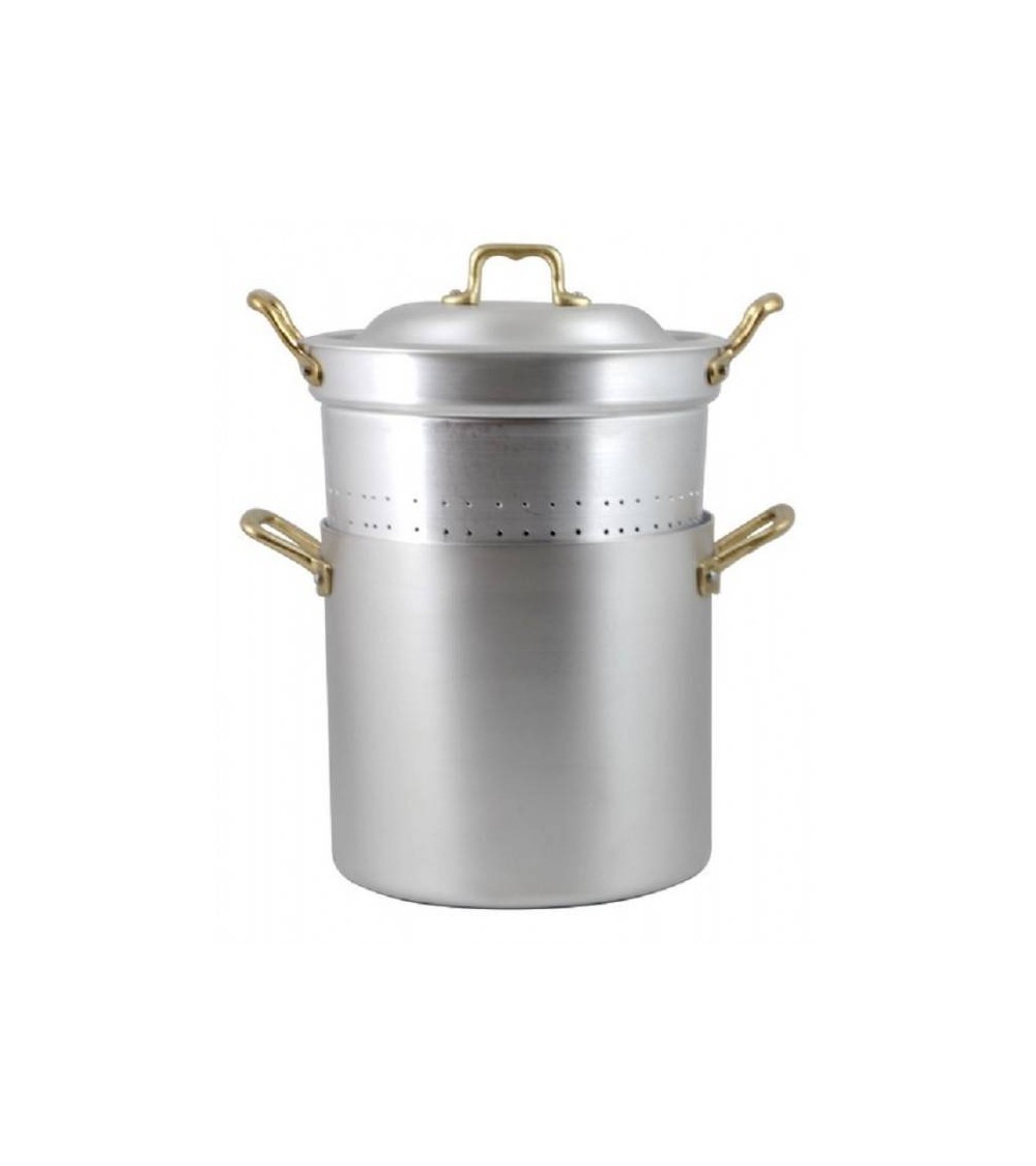 Pot professionnel en aluminium avec passoire et couvercle - 