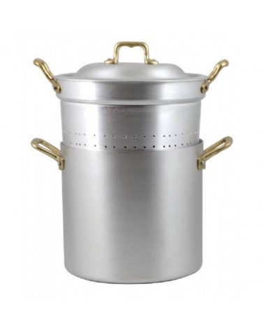 Pot professionnel en aluminium avec passoire et couvercle - 