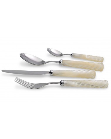 24-piece service - Vito cutlery in 18/10 stainless steel - Mother-of-pearl handle - Ivory color -  - 