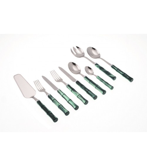 Bamboo - Rivadossi Colored Cutlery - Set 75 pieces - - Mother-of-pearl effect handle - green