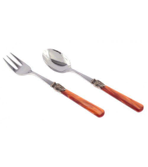 Elena - Set of 2 Serving Cutlery - Rivadossi Sandro Colored Cutlery - Orange Handle Color