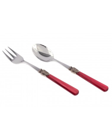 Elena - Set de 2 Couverts de Service - Couverts Colorés Rivadossi Sandro - couleur manche bordeaux