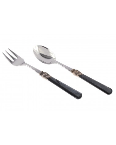 Elena - Set of 2 Serving Cutlery - Rivadossi Sandro Colored Cutlery - Black Handle Color