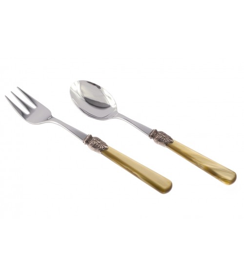 Elena - Set de 2 Couverts de Service - Couverts Colorés Rivadossi Sandro - couleur manche vert olive