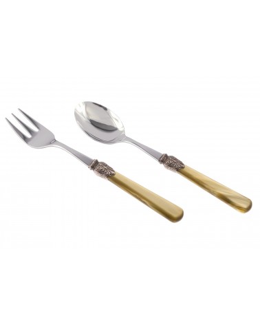 Elena - Set de 2 Couverts de Service - Couverts Colorés Rivadossi Sandro - couleur manche vert olive