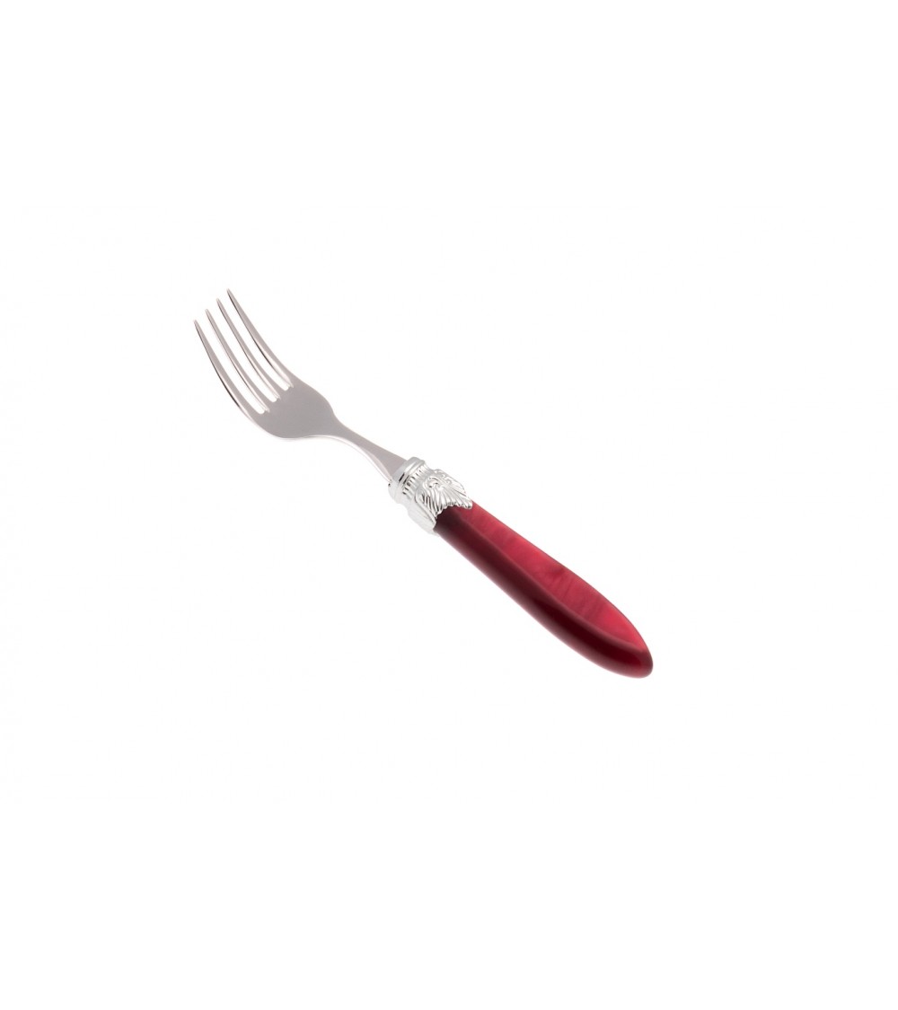 Fruit Fork - Laura Argento - Rivadossi Sandro Mother of Pearl Cutlery - mother of pearl burgundy color