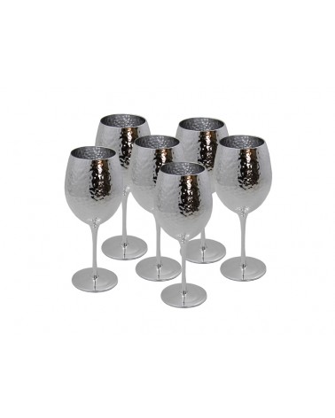 Royal Family- Set of 6 Wine Glasses in Silver Glass -  - 