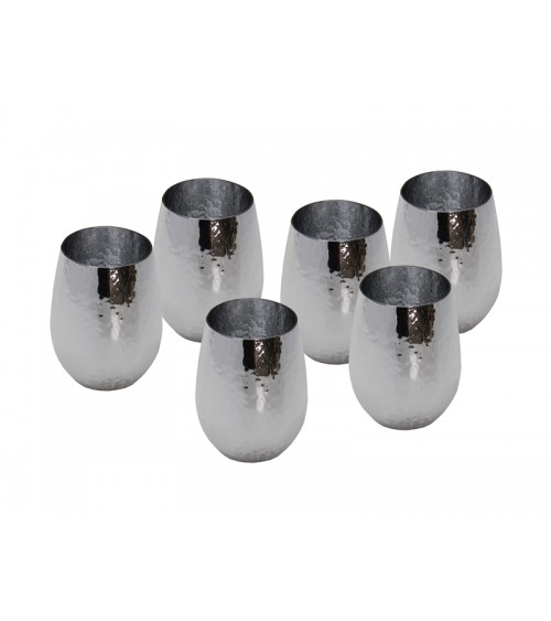 Royal Family- Set of 6 Water Goblets in Silver Glass -  - 