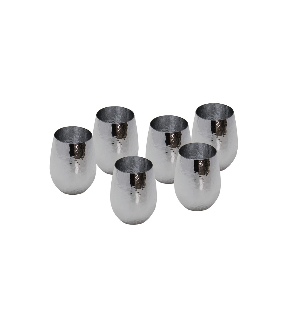 Royal Family- Set of 6 Water Goblets in Silver Glass -  -  Royal Family- Set of 6 Water Goblets in Silver Glass -  -