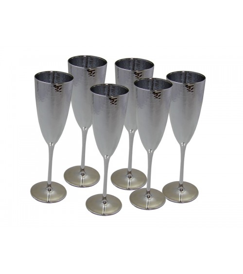Royal Family- Set 6 Calici Champagne in Vetro Argento - 