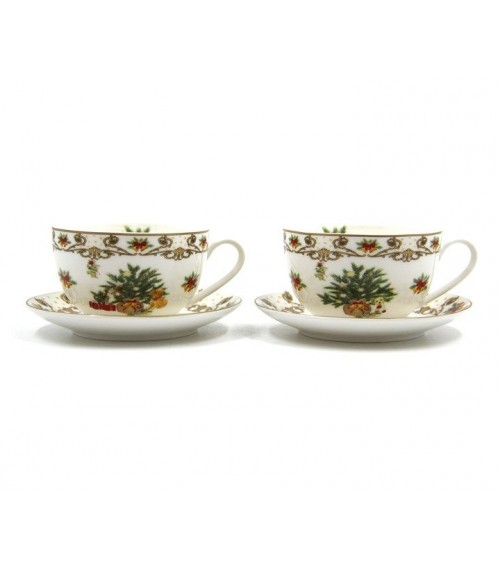 Famille Royale - Paire de tasses à petit-déjeuner "Christmas Dinner Night" -
