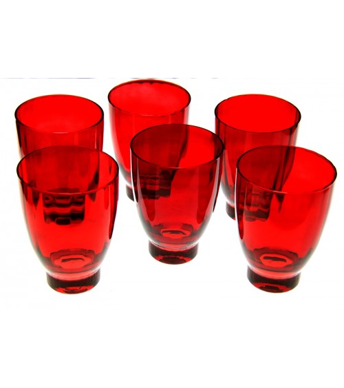 Royal Family - Set of 6 Red Water Glasses "Capri" -  -