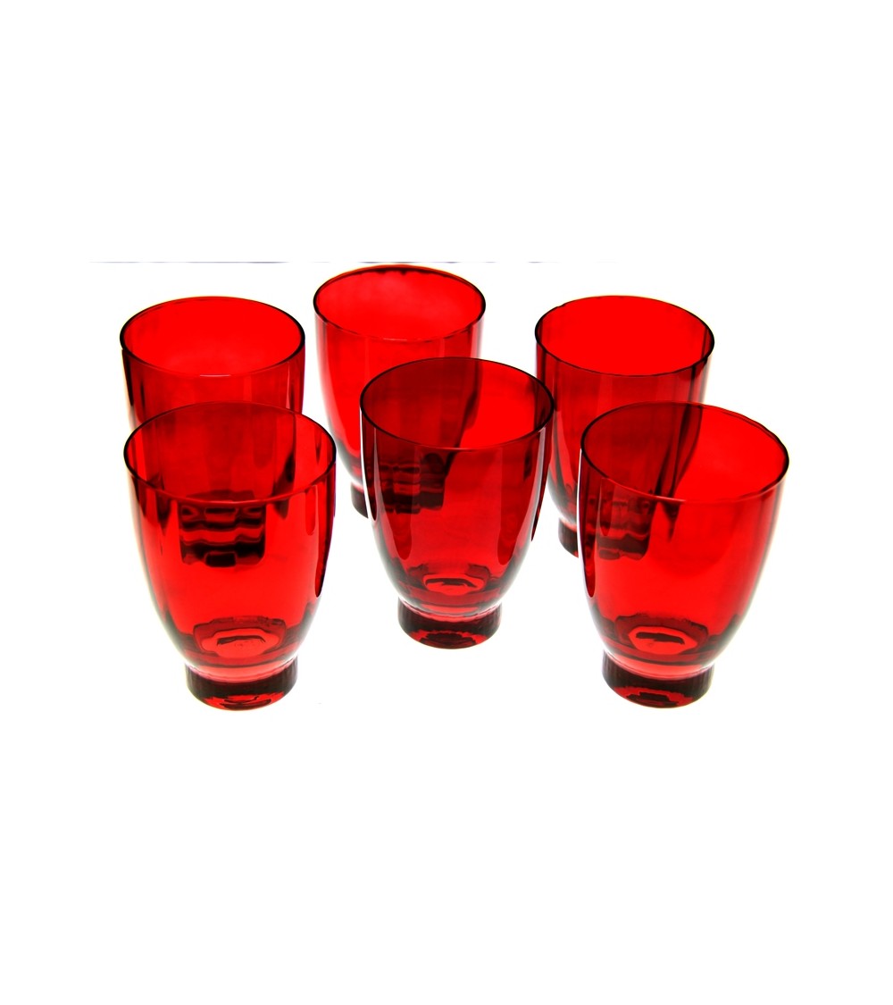 Royal Family - Set of 6 Red Water Glasses "Capri" -  - 