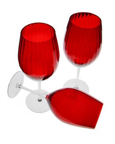 Royal Family - Set of 6 Tall Red Wine Glasses "Capri" -  - 