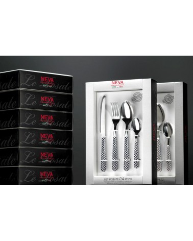 Neva 24 Piece Modern Cutlery Set - Gray Hearts -  - 