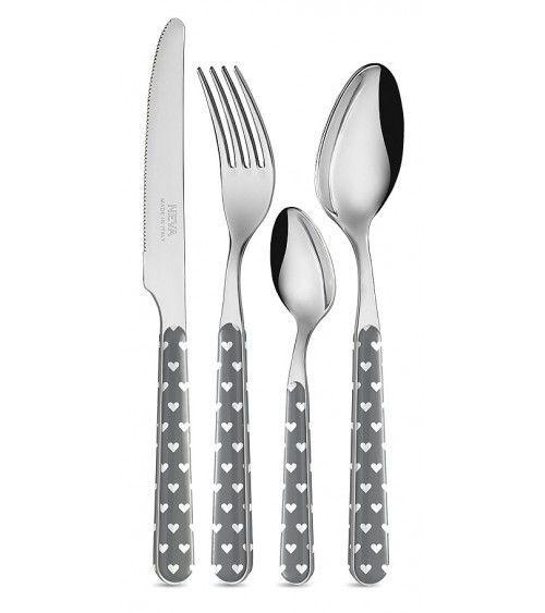 Neva 24 Piece Modern Cutlery Set - Gray Hearts -  - 