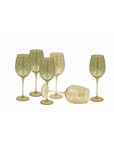 Royal Family - Set 6 Calici Degustazione Ambra con Incisione - 