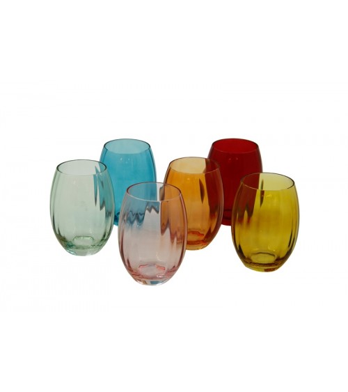 Royal Family - Set of 6 "Rainbow" Water Glasses in 6 Colors -  - 
