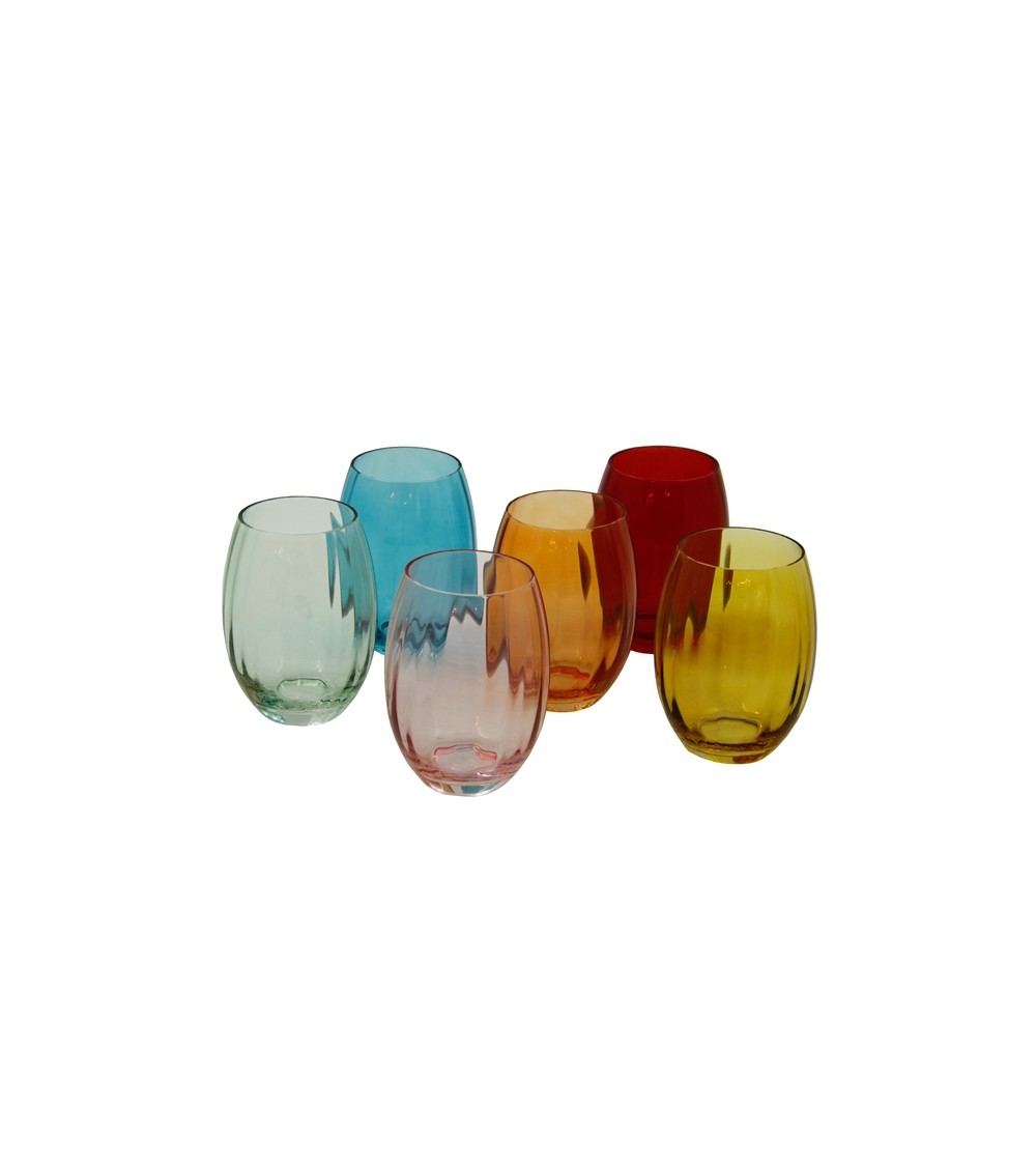 Royal Family - Set of 6 "Rainbow" Water Glasses in 6 Colors -  - 