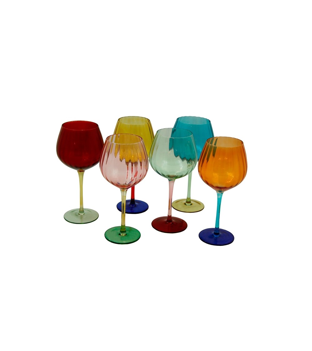 Royal Family - Set 6 Calici Alti Vino"Rainbow" in 6 Colori - 