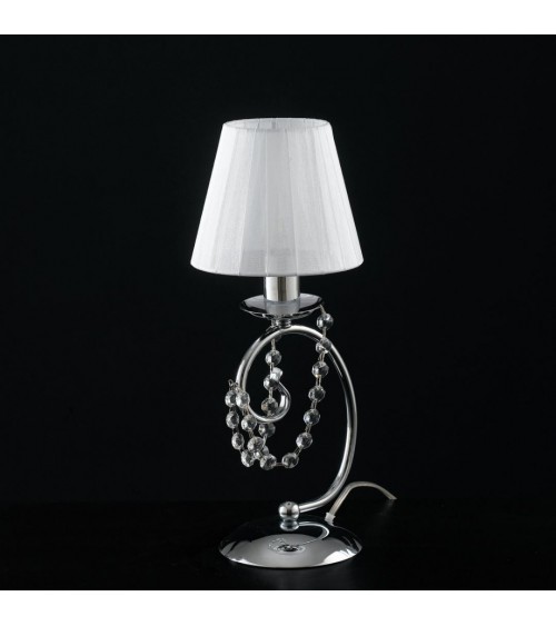 Magda - Lampe de table chromée 1 lumière avec abat-jour - Bonetti Illumina - 
