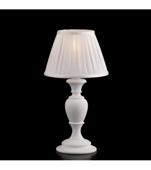 Fiorenza - Weiße Shabby-Tischlampe 1 Licht mit Lampenschirm dm.20 - Bonetti Illumina - 