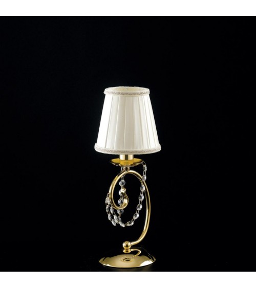 Magda - Lampe de table dorée 1 lumière avec abat-jour - Bonetti Illumina - 