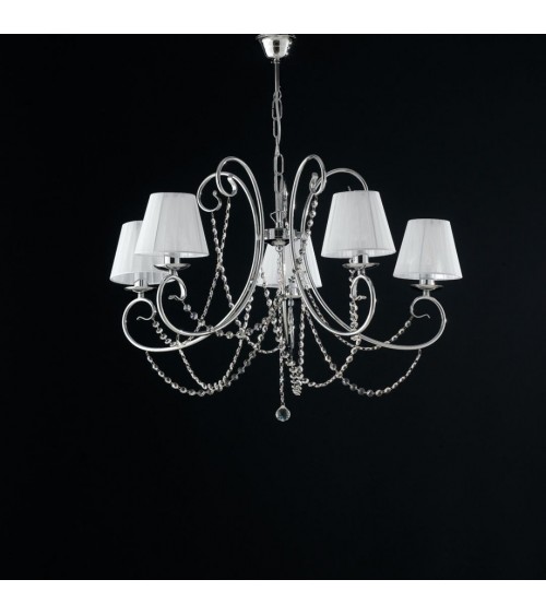 Magda - 5-light chrome chandelier with lampshades - Bonetti Illumina -  - 8050713217365