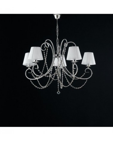 Magda - 5-light chrome chandelier with lampshades - Bonetti Illumina -  - 8050713217365